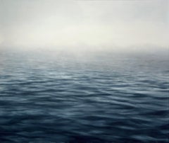 Repose - Contemporary Oil Painting, Framed Seascape, Tranquil Blue, 60x70