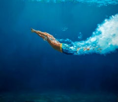 SELF, waterscape, swimming, blue, underwater, diving, bubbles, photorealism
