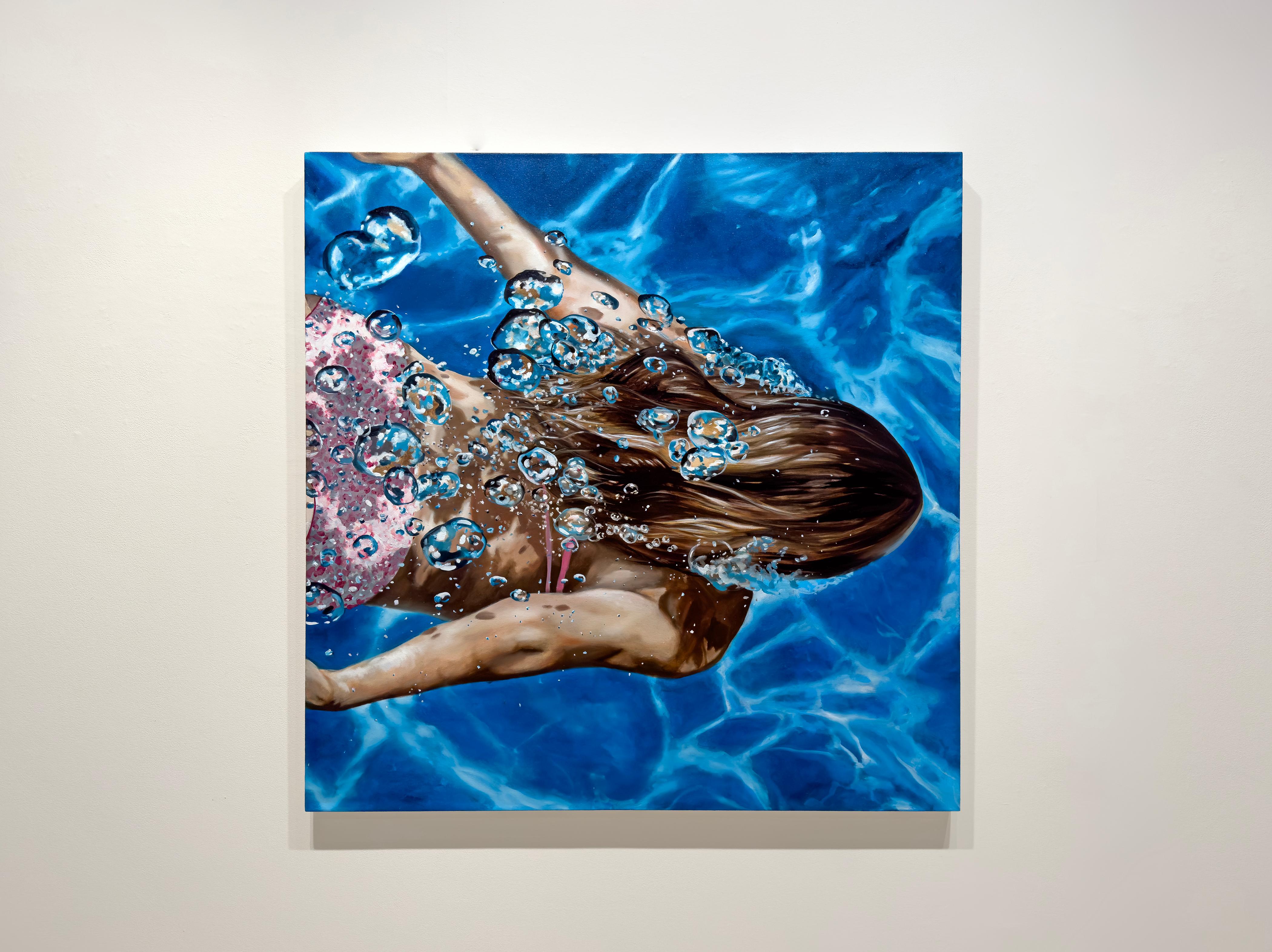 CASCADA DE VERANO - Realismo / Paisaje acuático / Figurativo / Nadador / Casa en la playa - Painting de Eric Zener