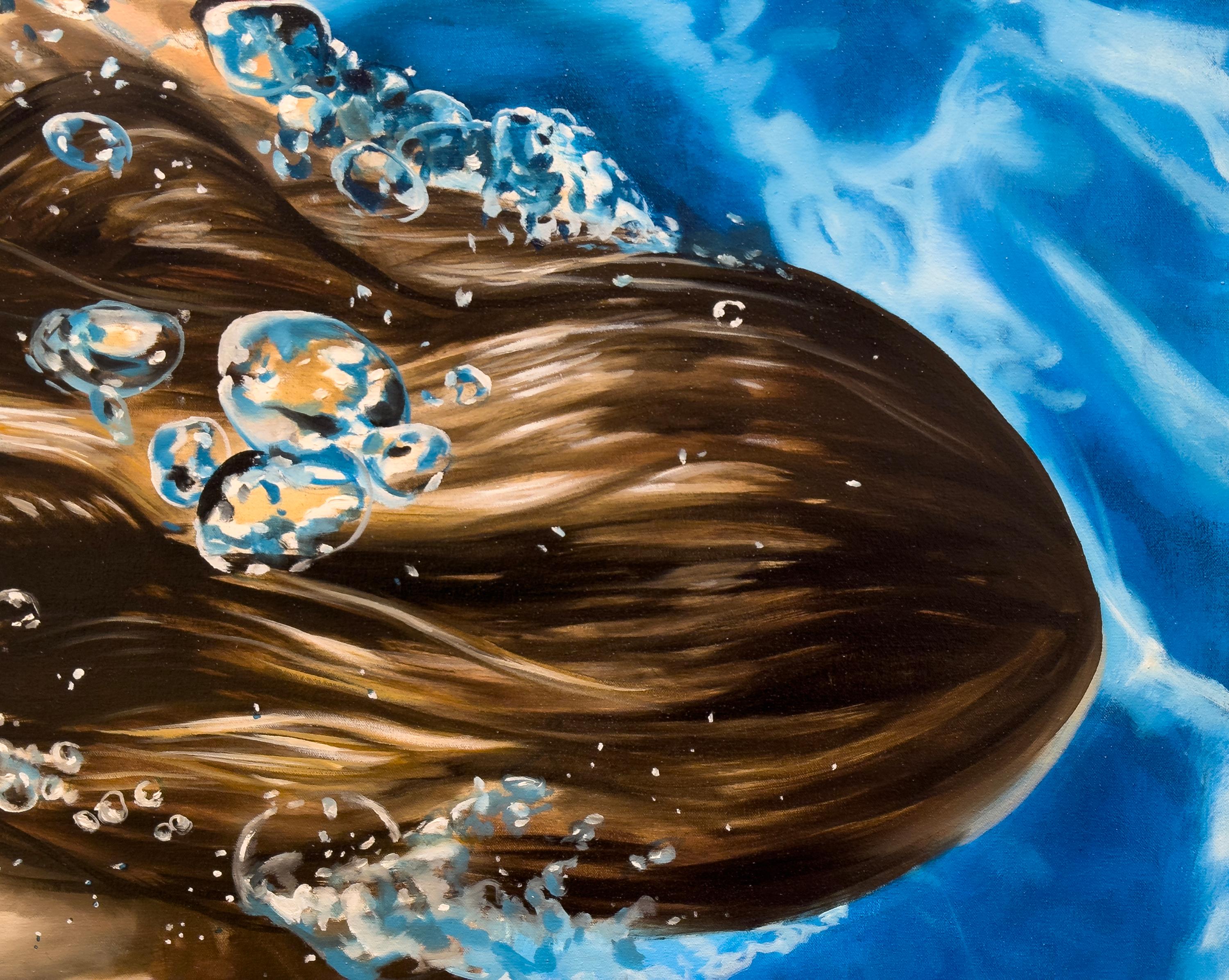 CASCADA DE VERANO - Realismo / Paisaje acuático / Figurativo / Nadador / Casa en la playa - Painting Contemporáneo de Eric Zener