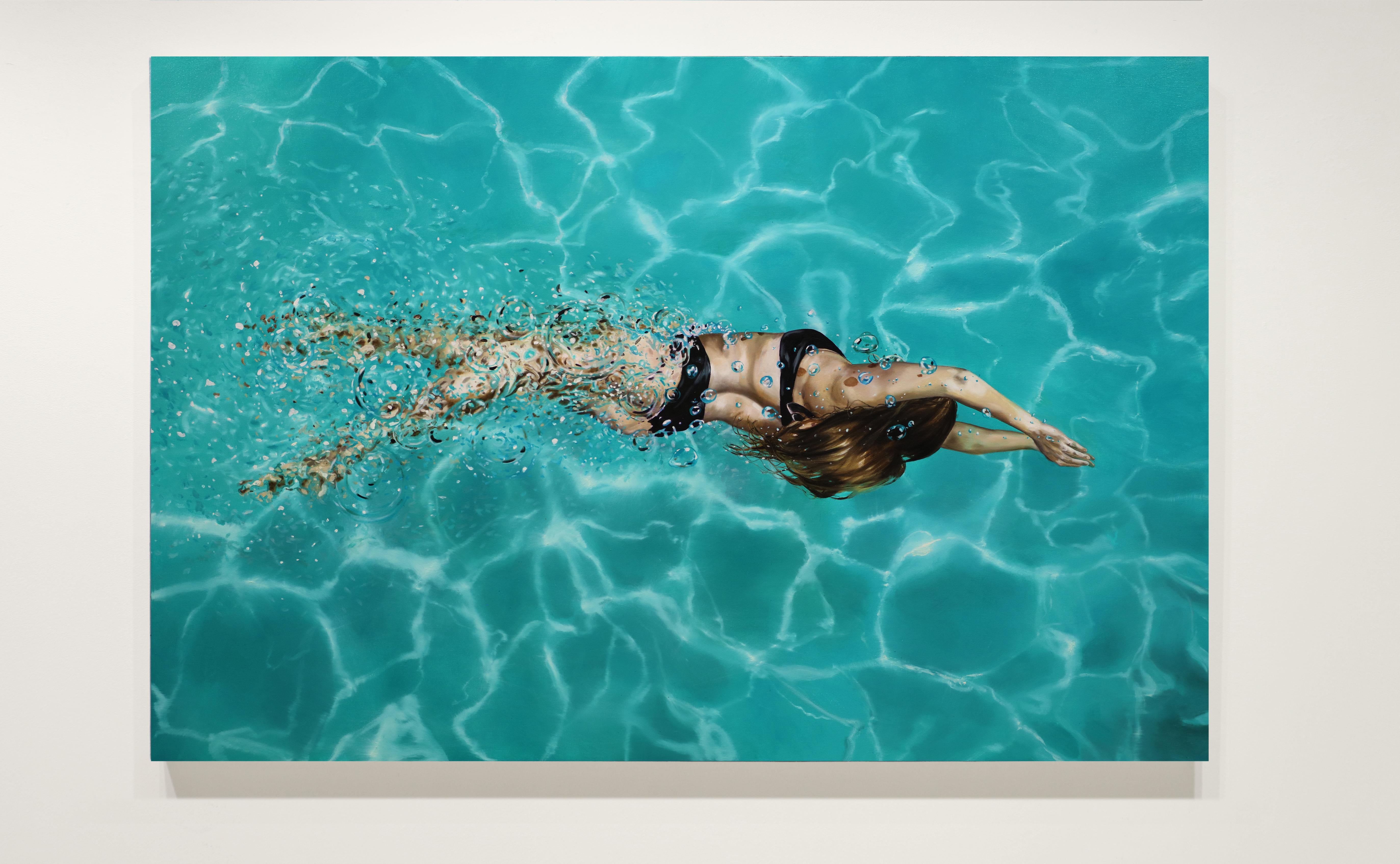 SUMMER RIPPLE - Contemporary / Figurative / Swimmer - Painting by Eric Zener