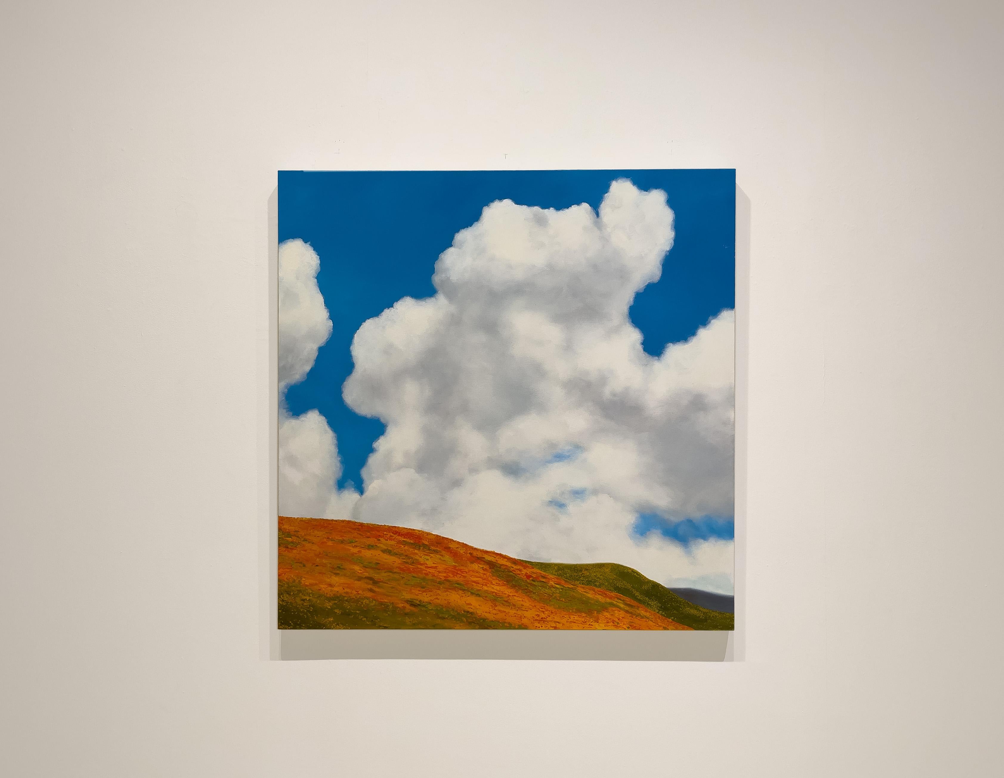 SUPERBLOOM - Contemporary Landscape / Poppies / Clouds - Painting by Eric Zener