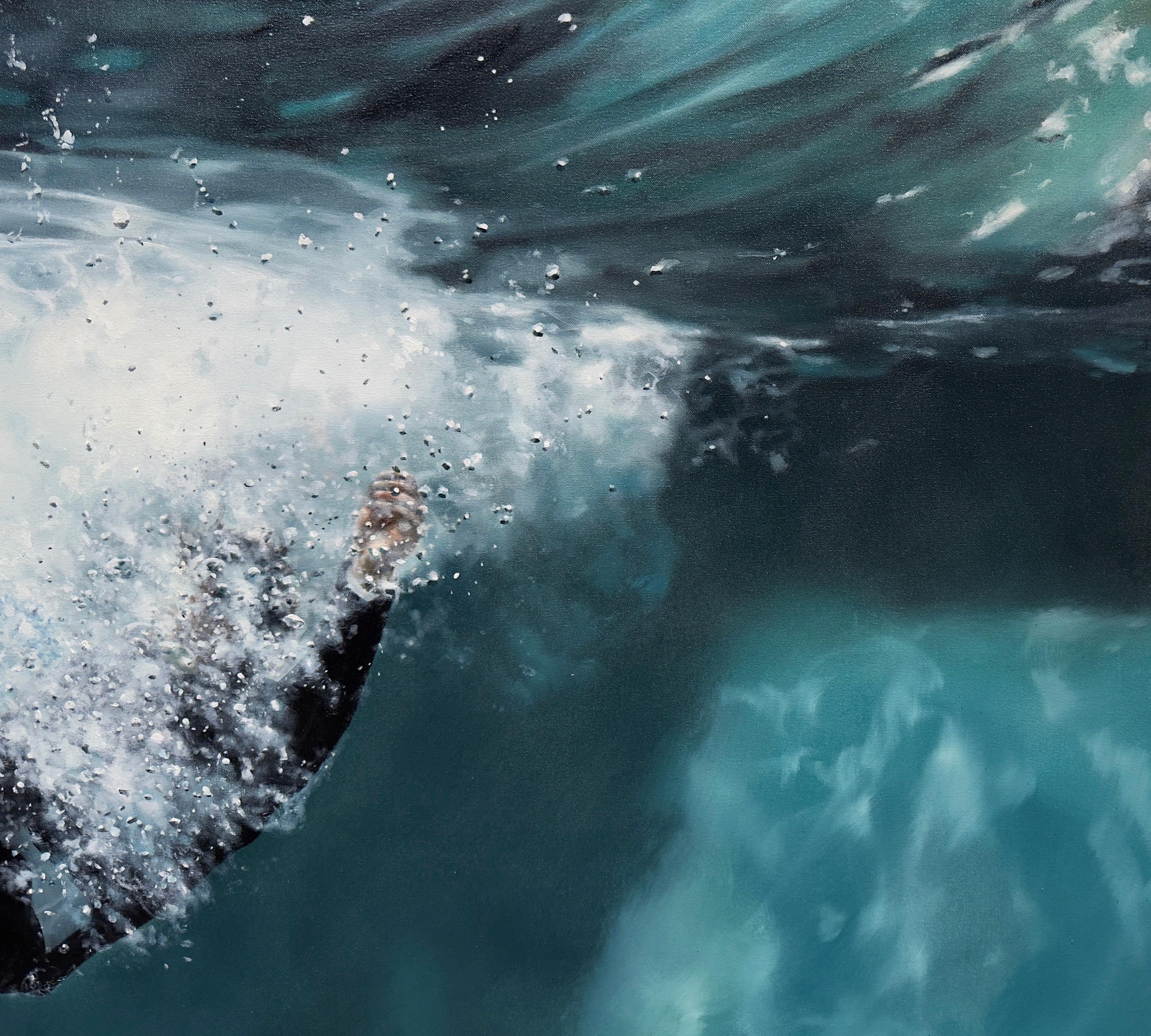 SURRENDERING - Figurativo / Paesaggio acquatico / Realismo - Figurative Painting Blu di Eric Zener