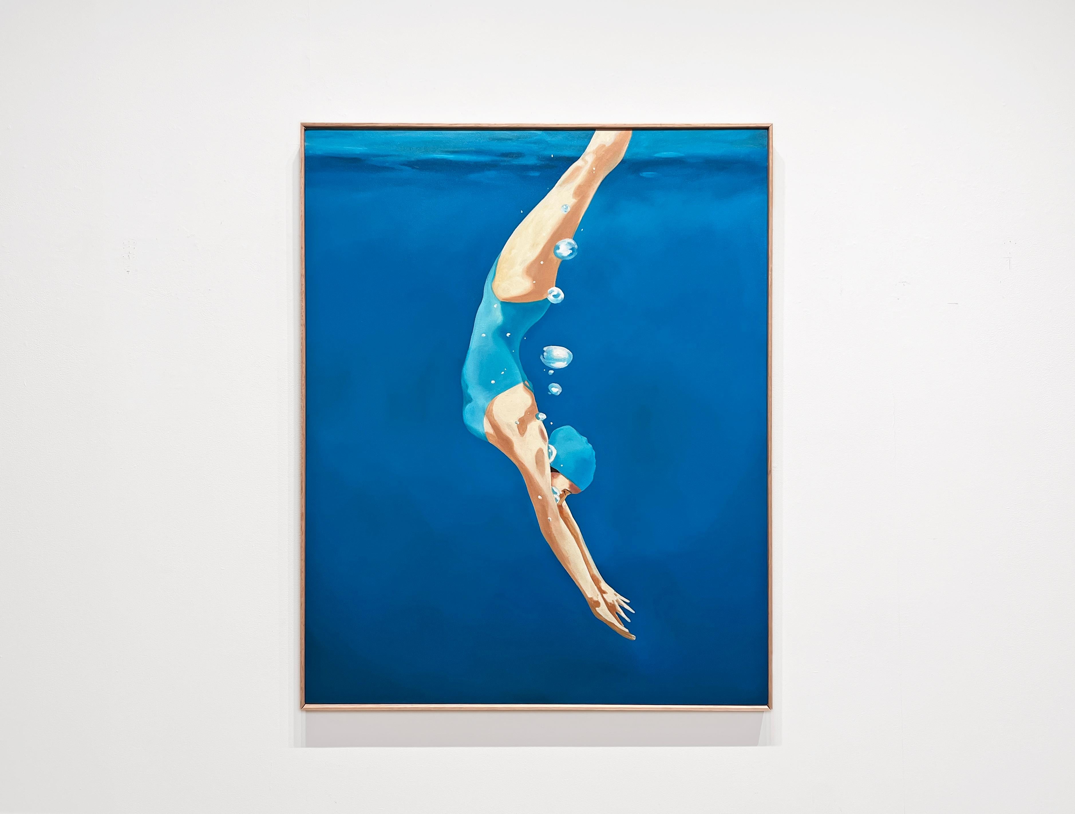 EL BUCEO - Arte Pop Figurativo Contemporáneo / Nadador de playa - Painting de Eric Zener