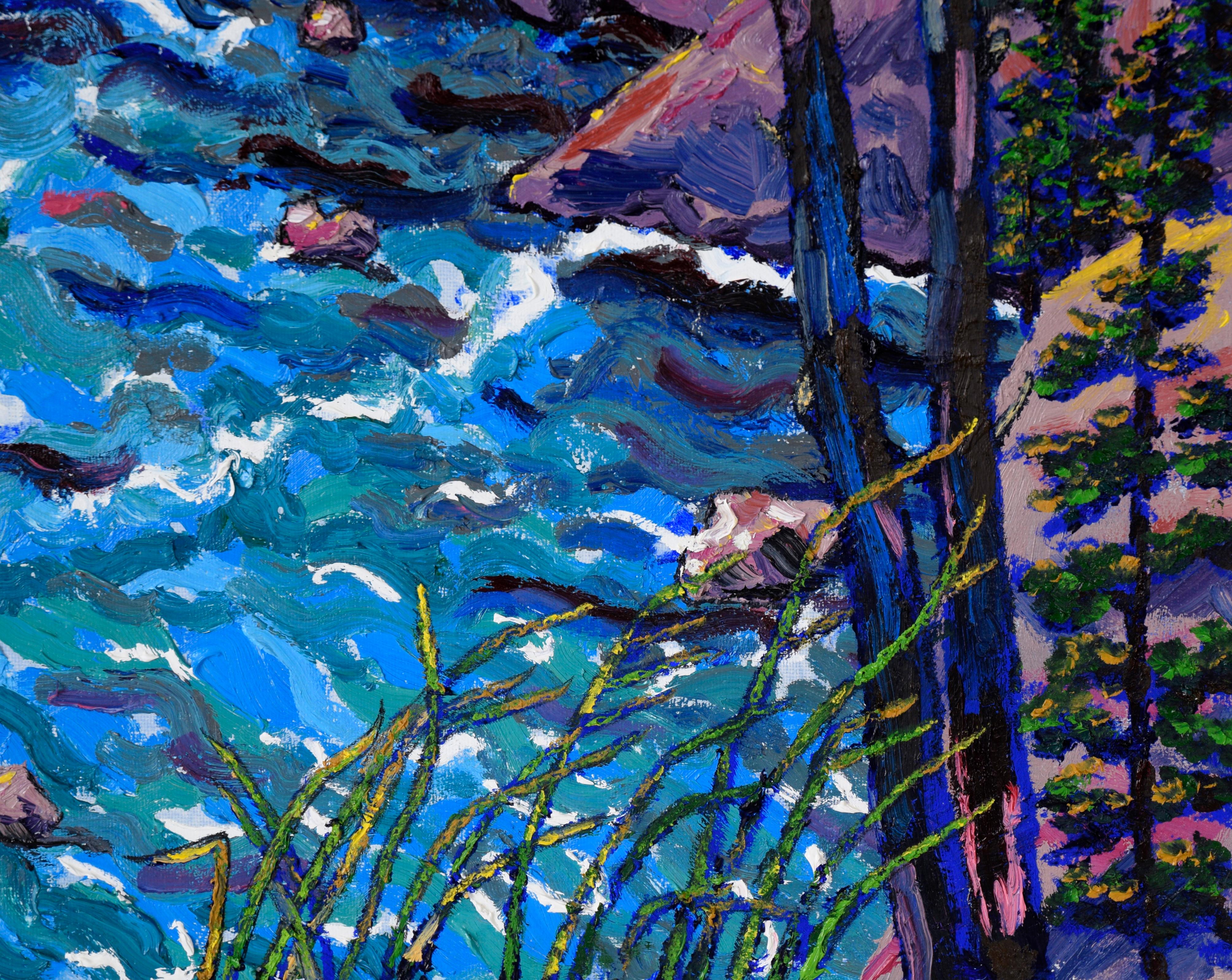 Atardecer en Big Sur - Díptico de paisaje en óleo sobre lienzo en venta 2