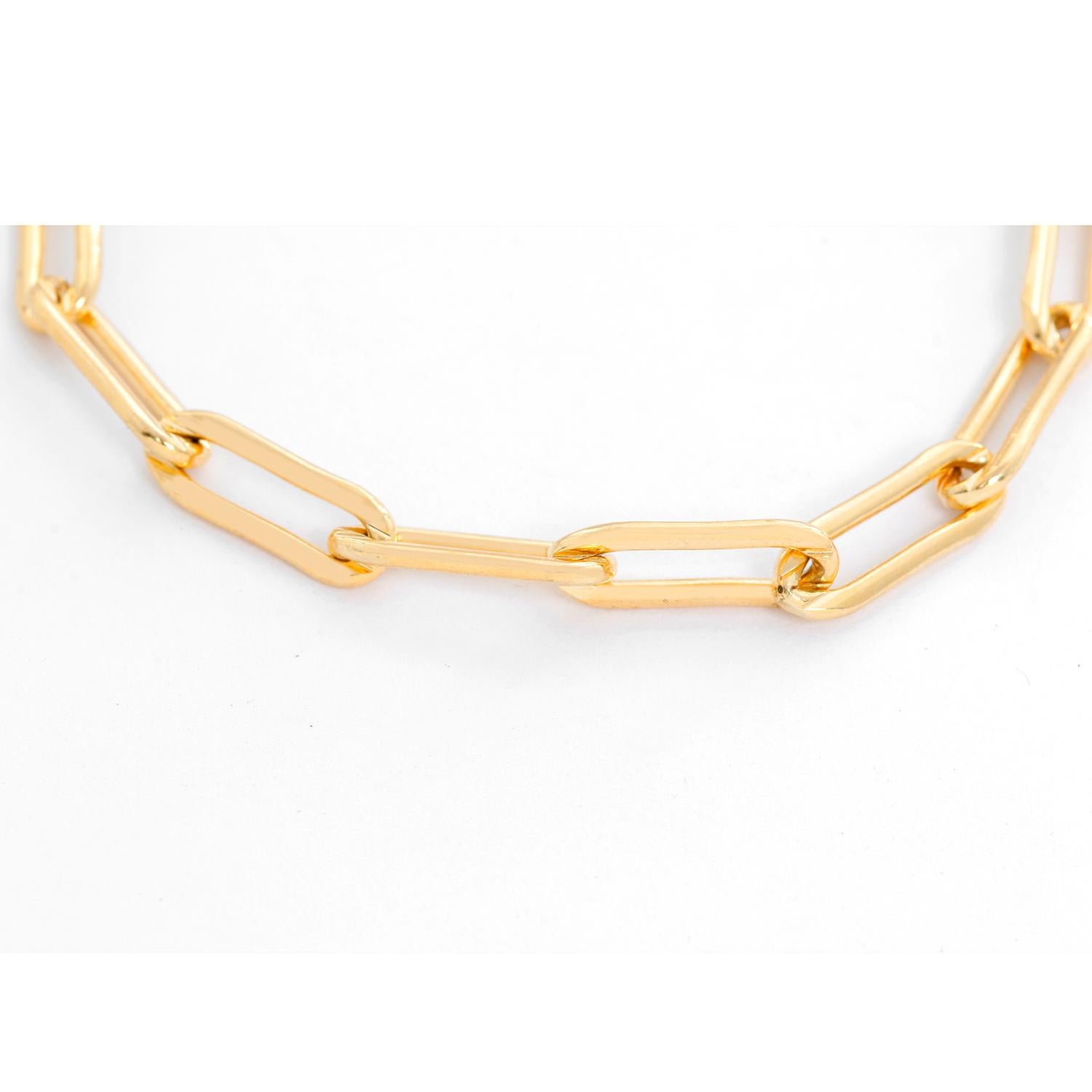 Erica Kleiman Gold Filled Paper Clip Chain Bracelet  - Gold filled paper clip cable link chain bracelet. Length size 7 inches. Can be sized down.  Perfect for layering or worn alone. Total weight 6.8 grams .