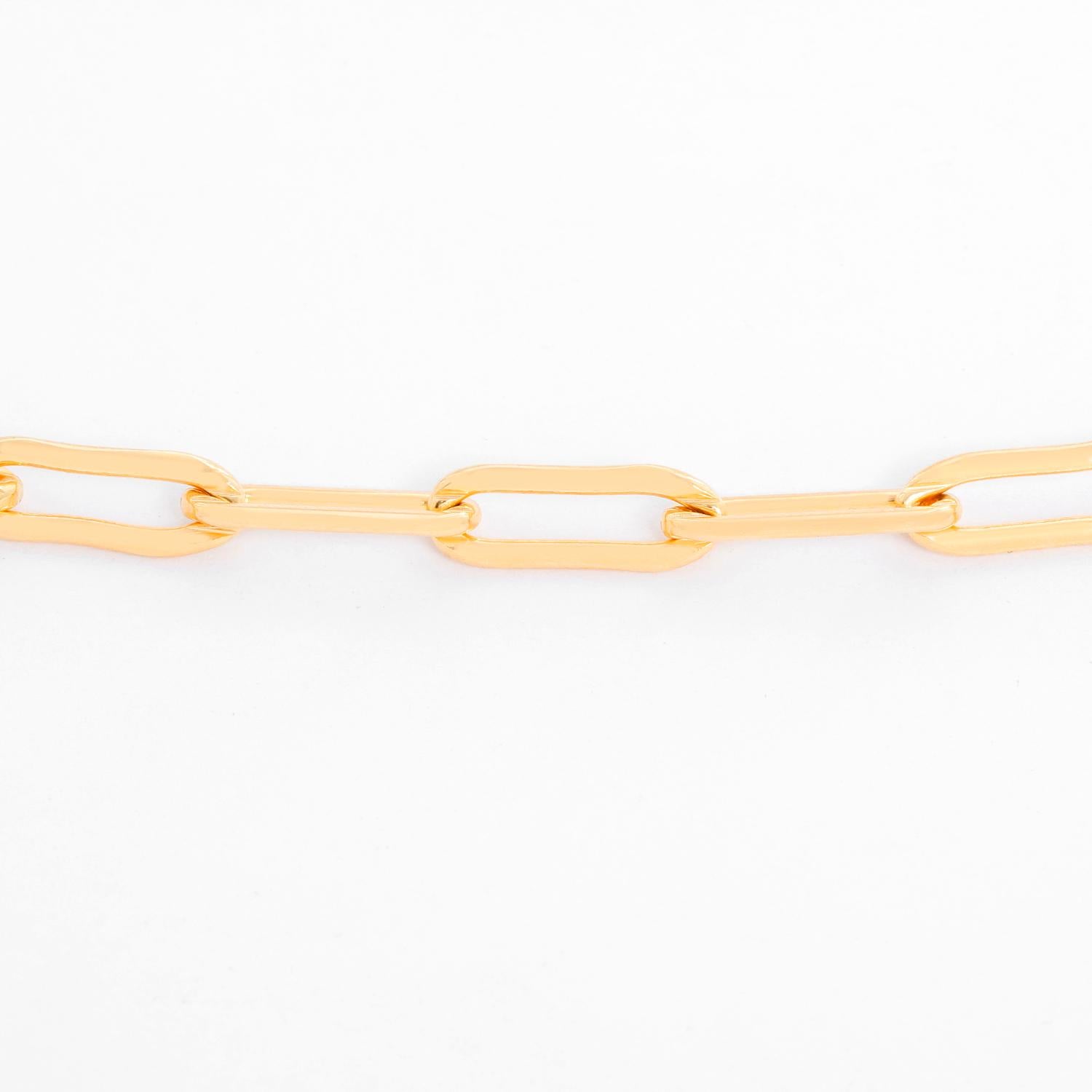 Erica Kleiman Gold Filled Paper Clip Chain Necklace - Gold filled paper clip cable link chain bracelet. Length size 15 inches. Can be sized down.  Perfect for layering or worn alone. Total weight 14.6 grams.