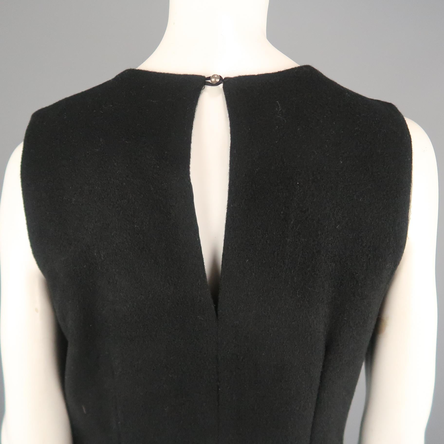 ERICA TANOV Size L Black Wool Blend Gold Bib Sleeveless Dress 1