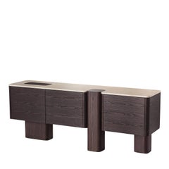 Erice D Wood and Marble Sideboard