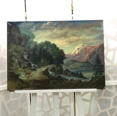 Paesaggio montuoso di Erich Aey - Olio su tela 51x70 cm