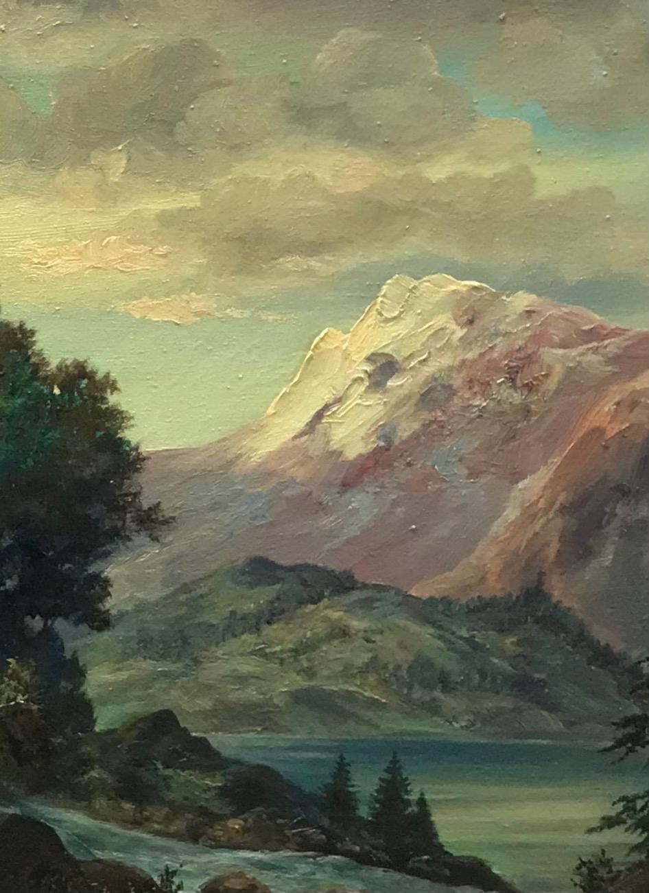 Mountainous landscape - Black Landscape Painting by Erich Aey