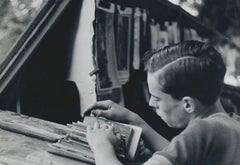 Boy; Books; Street Photography; Black and White; Paris, 1950s, 17, 5 x 12, 7 cm