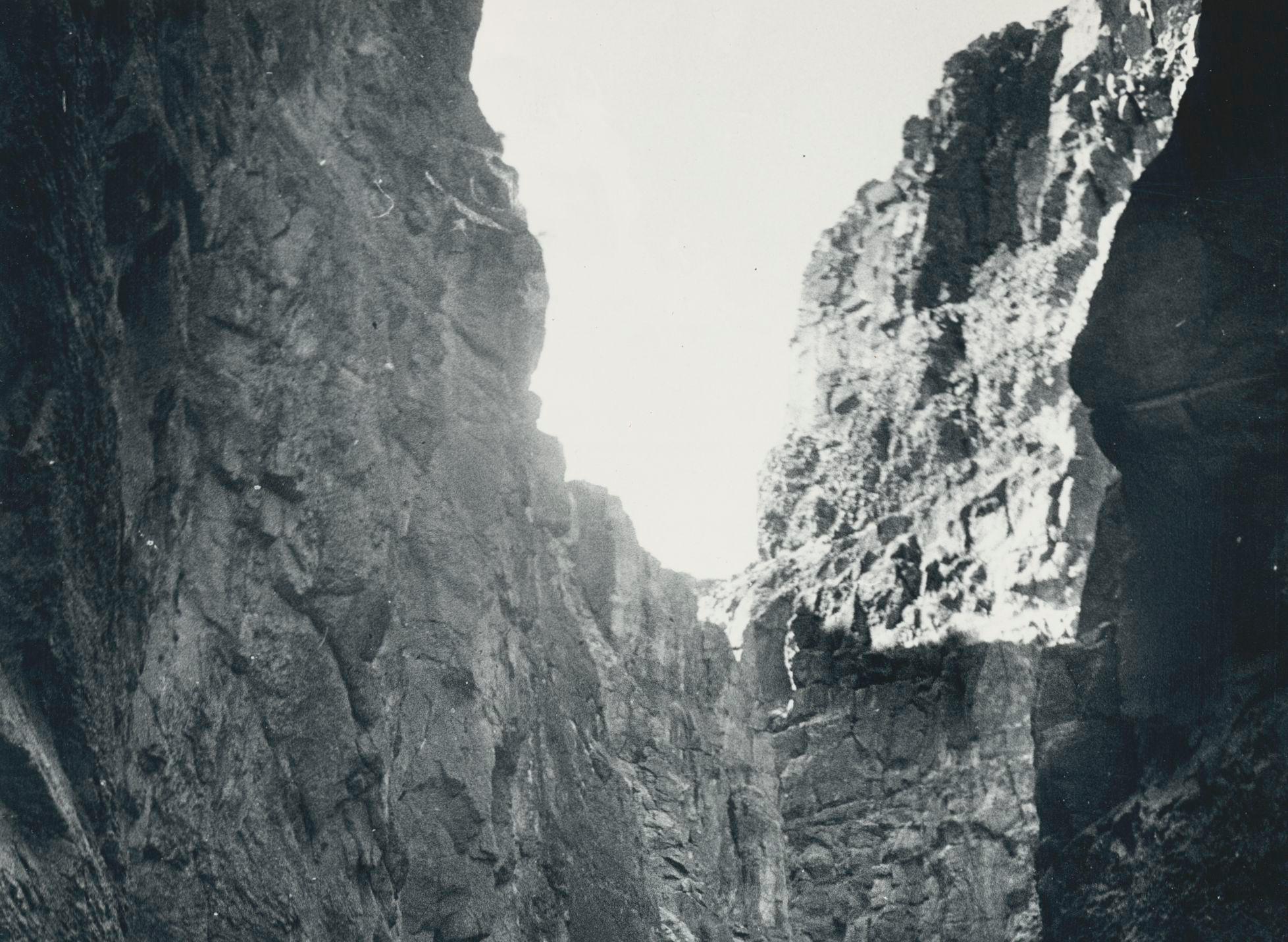 Canyon, Person, Black and White, USA 1960s, 23, 1 x 18, 2 cm - Modern Photograph by Erich Andres