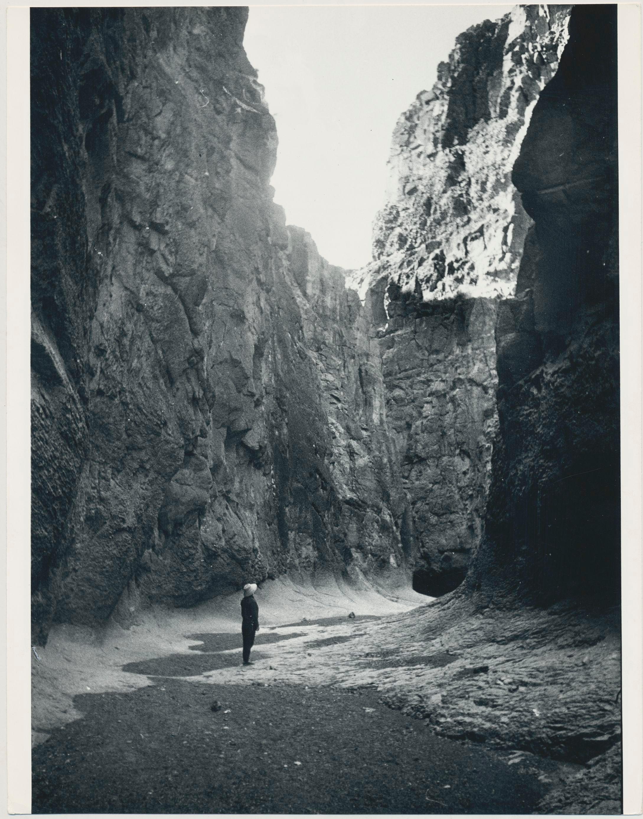 Erich Andres Black and White Photograph - Canyon, Person, Black and White, USA 1960s, 23, 1 x 18, 2 cm