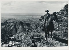 Cowboy and Countryside, Black and White Photography, USA 1960s, 16, 8 x 23, 3 cm