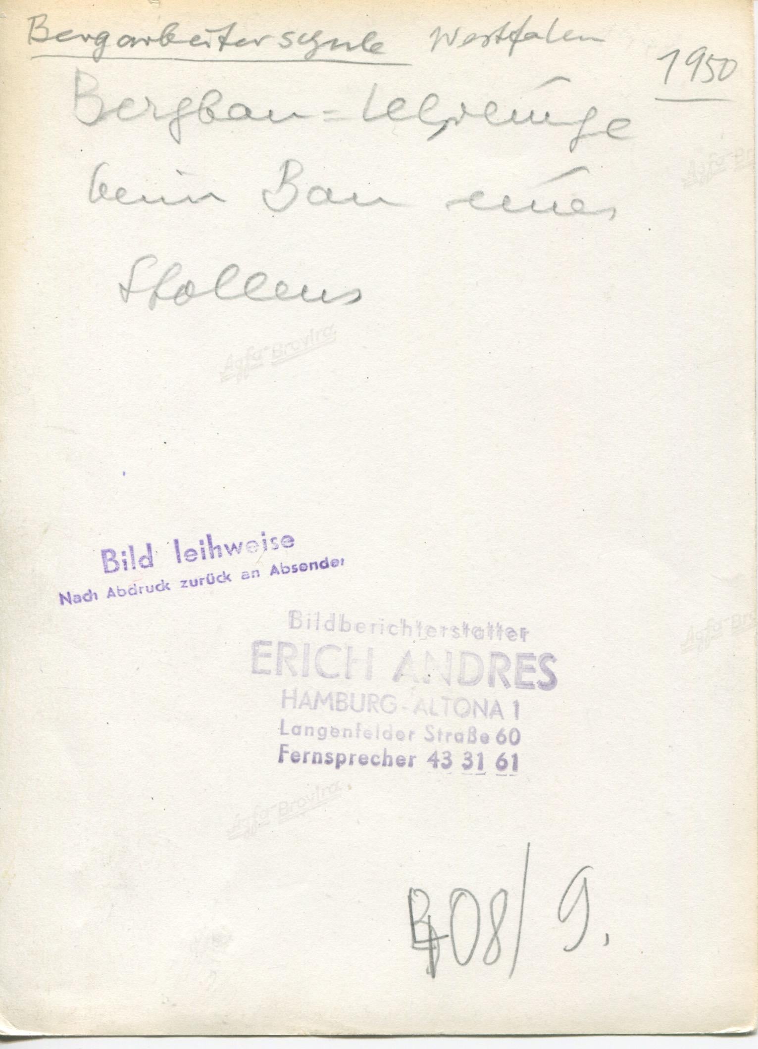 Erich Andres, Vintage, Mineros, Alemania, 1950, 17, 5 x 12, 5 cm en venta 3