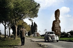 Fiat Topolino on the Via Appia Antica near Rome in the 1950s