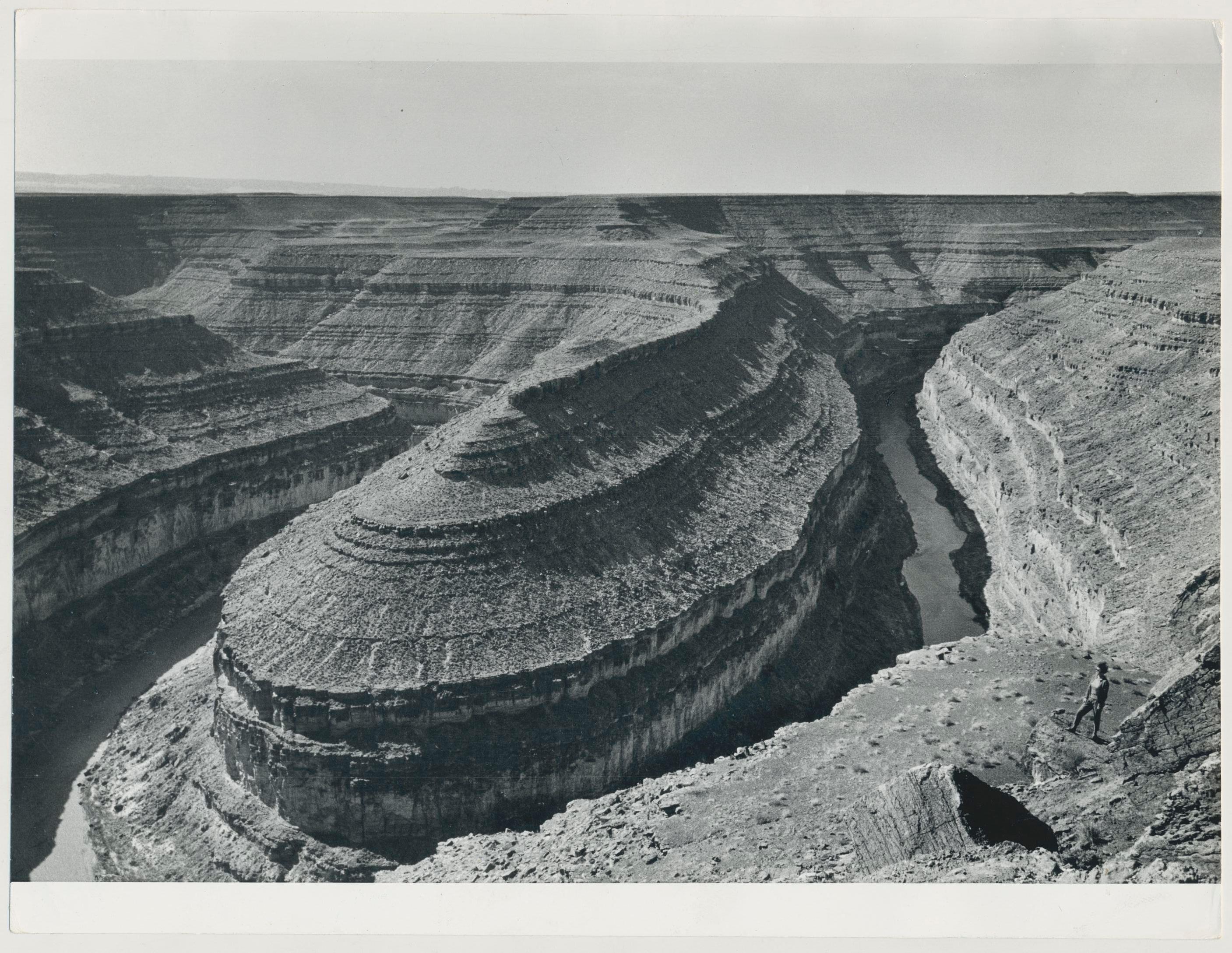 Gooseneck, Grand Canyon, Utah, Schwarz und Weiß, USA 1960er Jahre, 17, 8 x 23, 3 cm