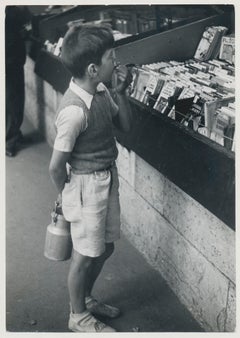 Vintage Little Boy; Street Photography; Black and White; Paris, 1950s, 17, 7 x 12, 4 cm