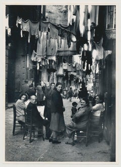 Vintage Naples - People sitting on the streets, Italy 1950s