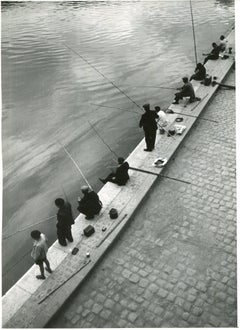 Paris, Seine, Fischer am Morgen, 1955