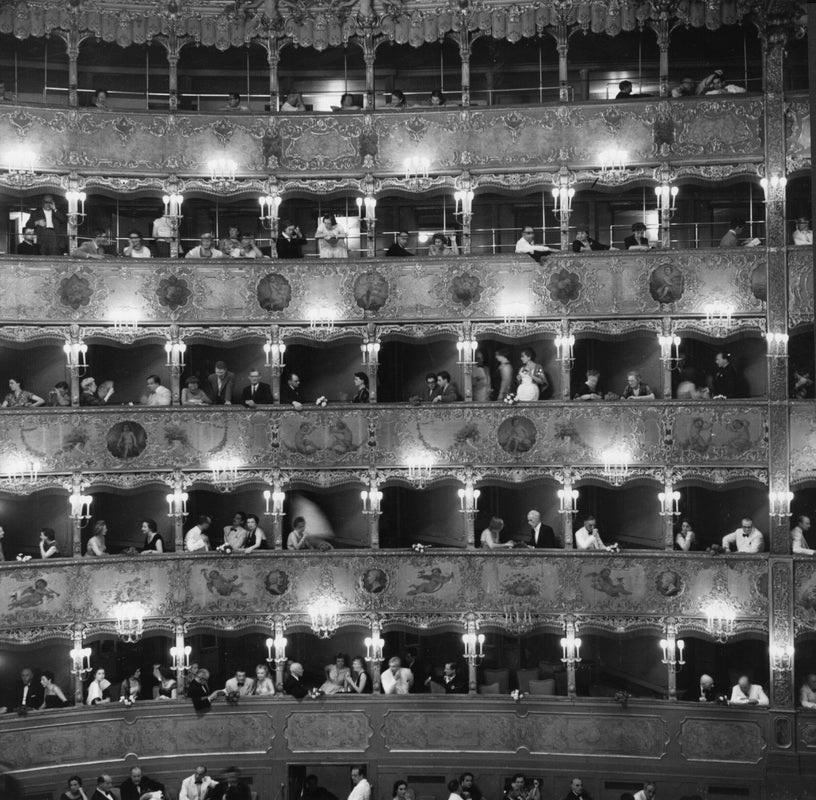"La Fenice" by Erich Auerbach

A general view of the boxes at La Fenice, the Venice Opera House, 1954.

Unframed
Paper Size: 30" x 30'' (inches)
Printed 2024
Silver Gelatin Fibre Print

Produced utilising the original negative held at Archive source