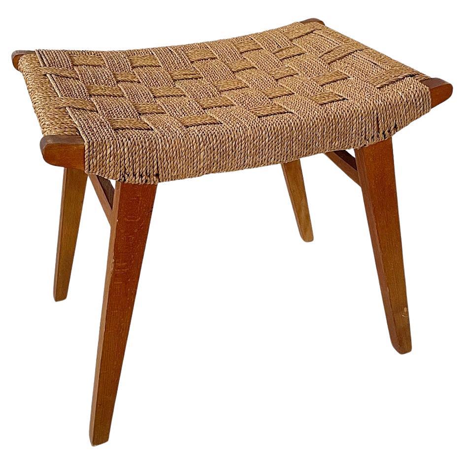 Erich Dickmann Bauhaus Stool, Rush & Solid Oak, 1940s, Germany For Sale