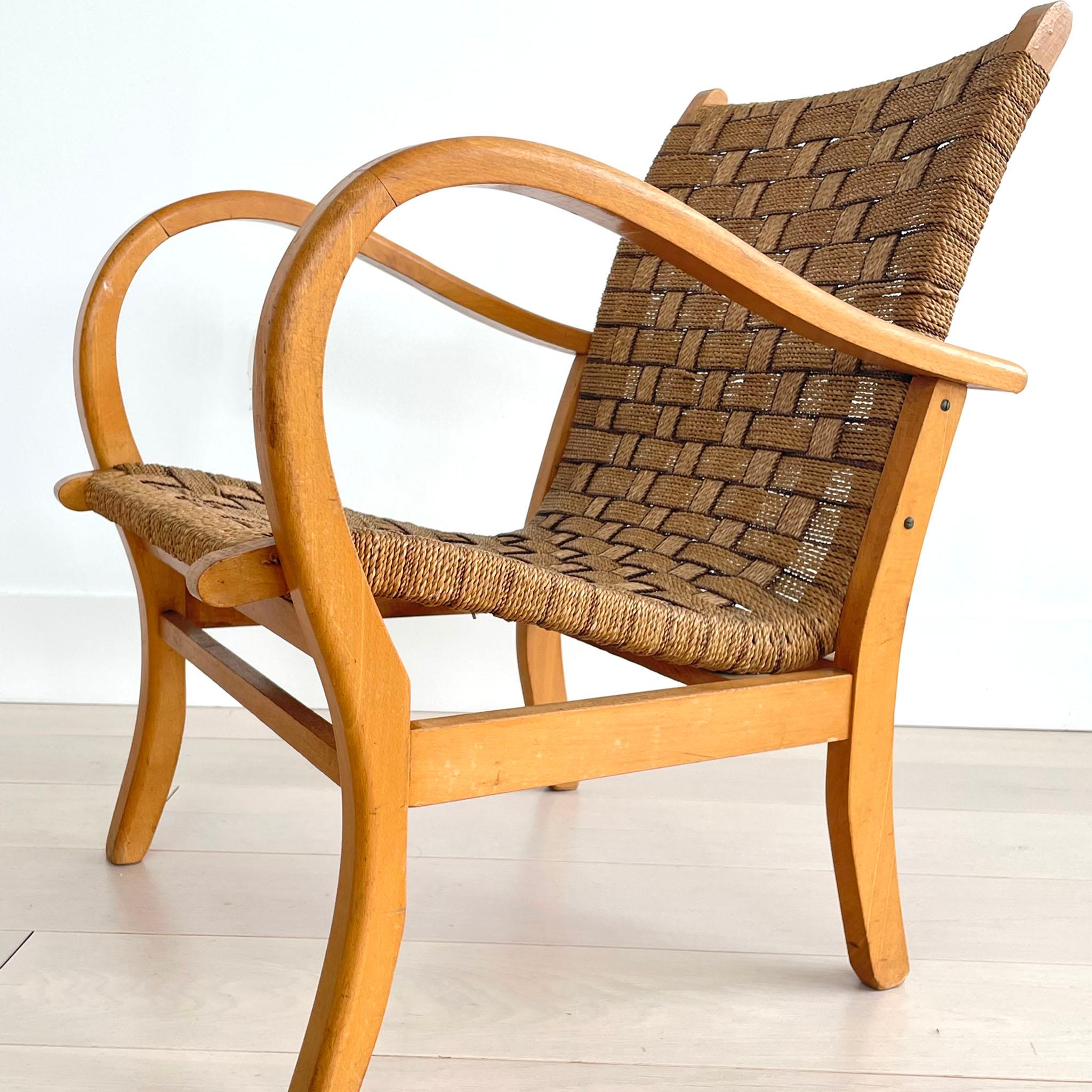 Bentwood Erich Dieckmann Bauhaus Bent Wood and Woven Rope Chairs, 1925