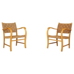 Erich Dieckmann Bauhaus Bentwood and Woven Rope Armchairs, Germany 1930s
