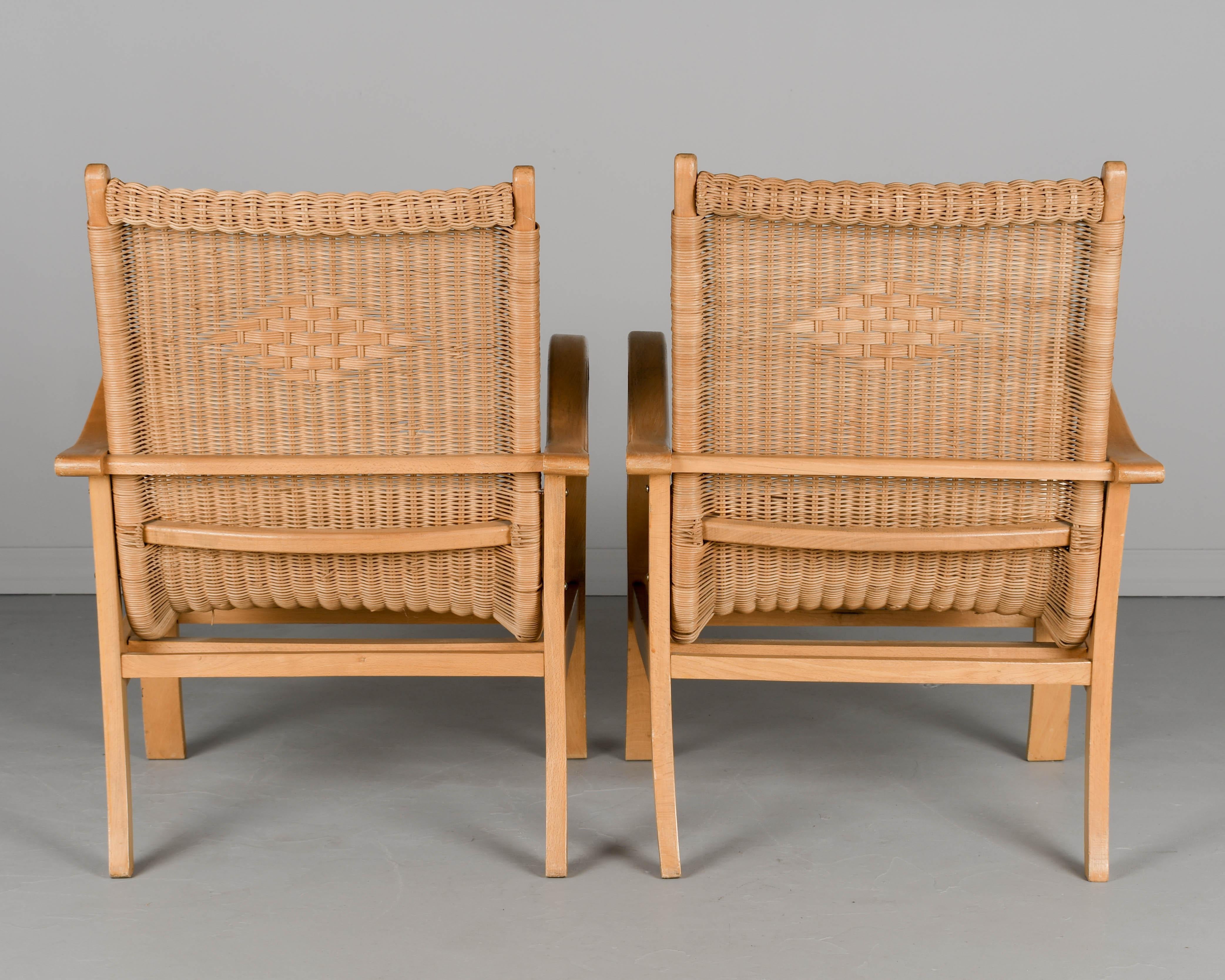 Wicker Erich Dieckmann Bauhaus Lounge Chairs, a Pair For Sale