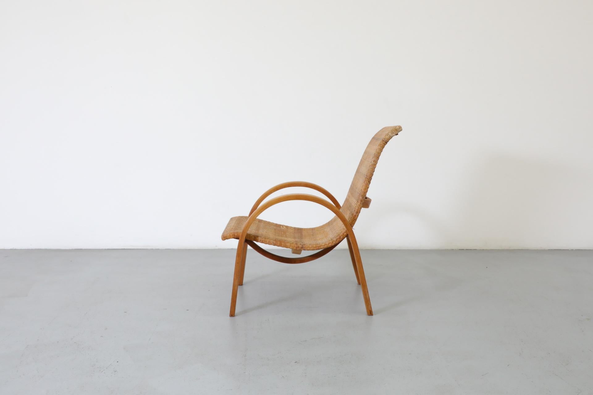 Silla de salón de ratán tejido estilo Erich Dieckmann, años 60 Bauhaus en venta