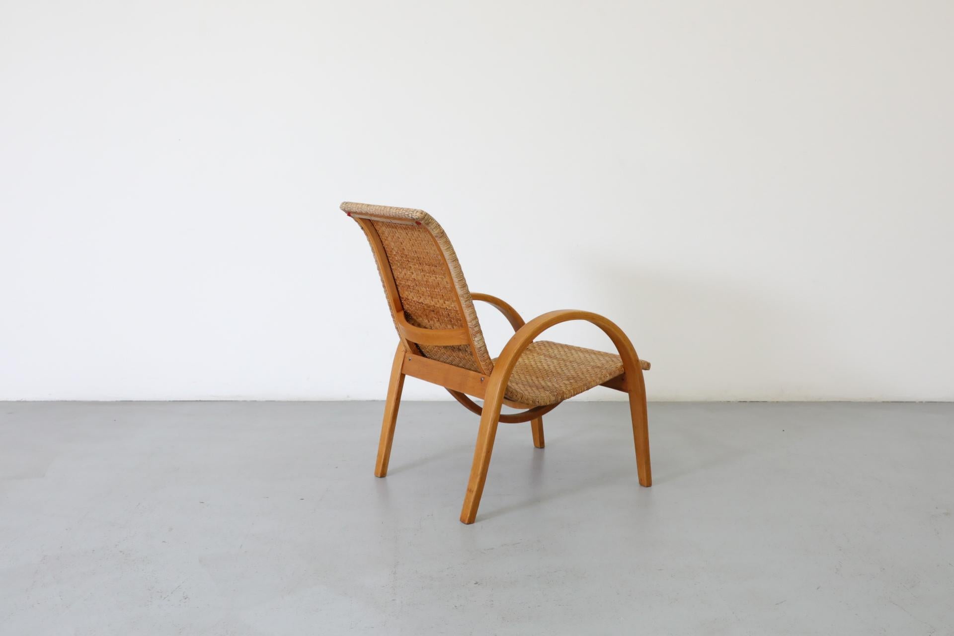 Silla de salón de ratán tejido estilo Erich Dieckmann, años 60 en Bueno estado para la venta en Los Angeles, CA