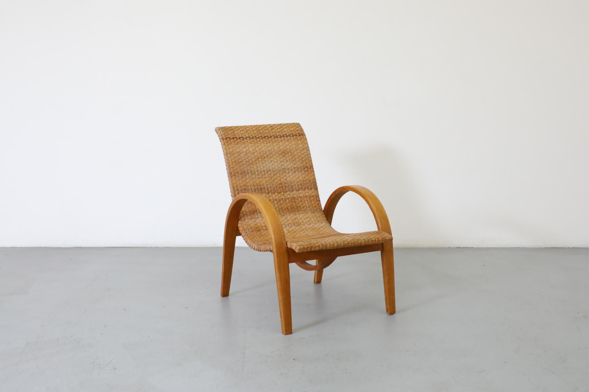 Silla de salón de ratán tejido estilo Erich Dieckmann, años 60 Ratán en venta