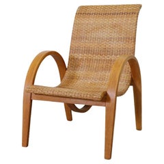 Loungesessel aus gewebtem Rattan im Stil von Erich Dieckmann, 1960er Jahre