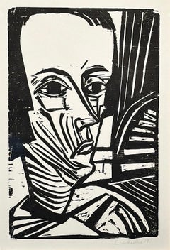 Erich Heckel Expressionistischer Holzschnitt Porträt Asta Nielsen 1919