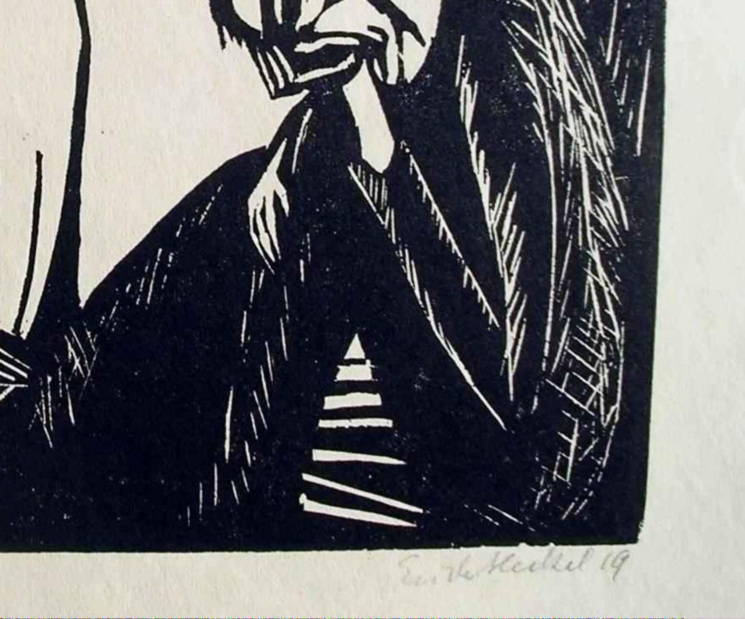 Erich Heckel German Expressionist Woodblock Print, 1919 