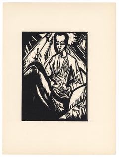 "Krankes Mädchen" Original-Holzschnitt