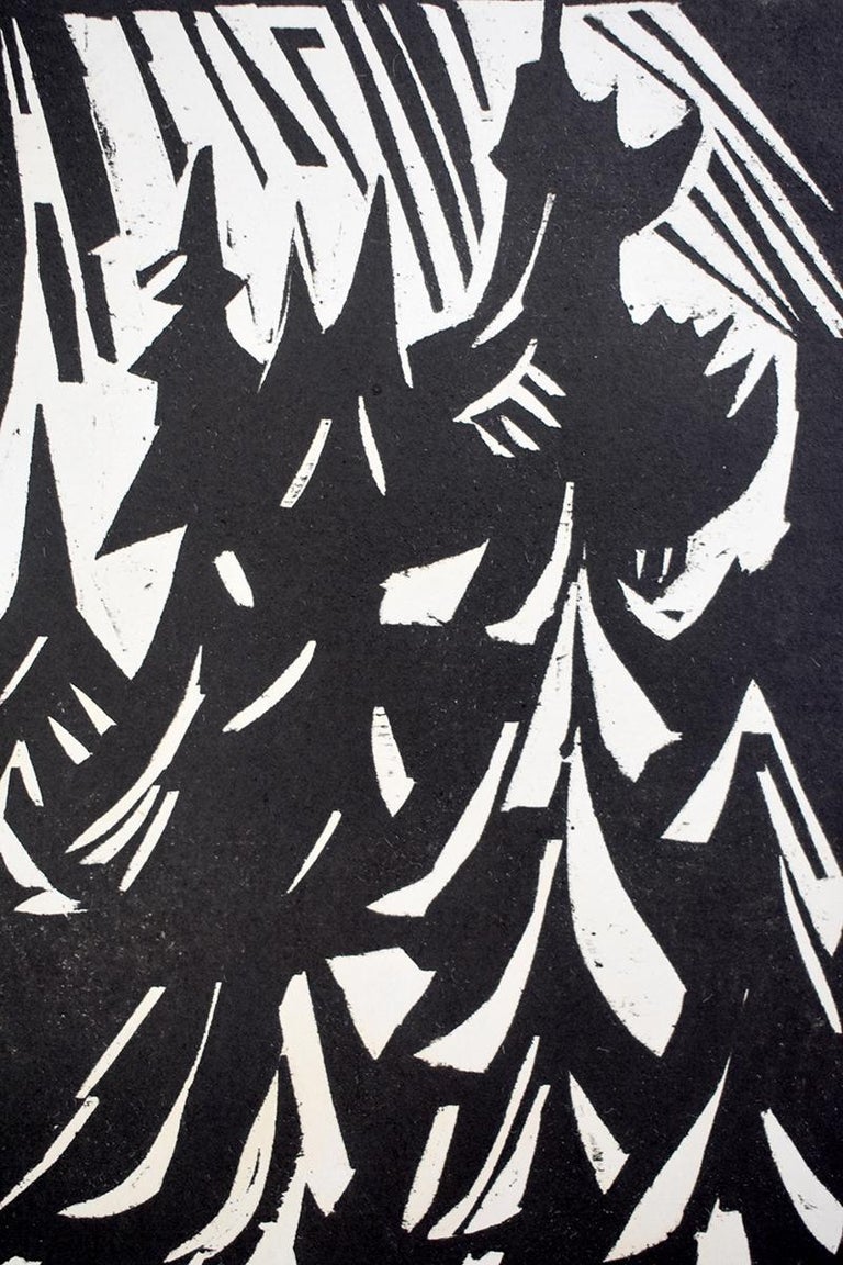 ERICH HECKEL 1883 - 1970 (German)
Döbeln 1883 – 1970 Radolfzell (Germany)

Title: Ore Mountain Landscape  Erzgebirgslandschaft [Erzgebirge im Schnee], 1914

Technique: Original Hand Signed, Dated and Titled Woodcut on Laid Watermarked Paper

Paper