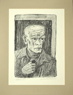 Selbstbildnis  (Self-Portrait) - Original Lithograph by E.Heckel - 1965