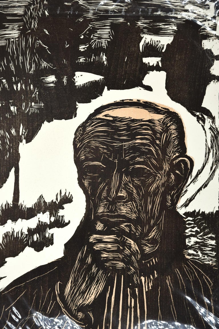 Erich Heckel - Selbstbildnis (Self-Portrait), Original Woodcut For Sale
