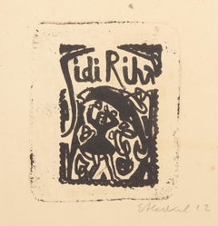 Sidi Riha, Surrealist Linocut by Erich Heckel