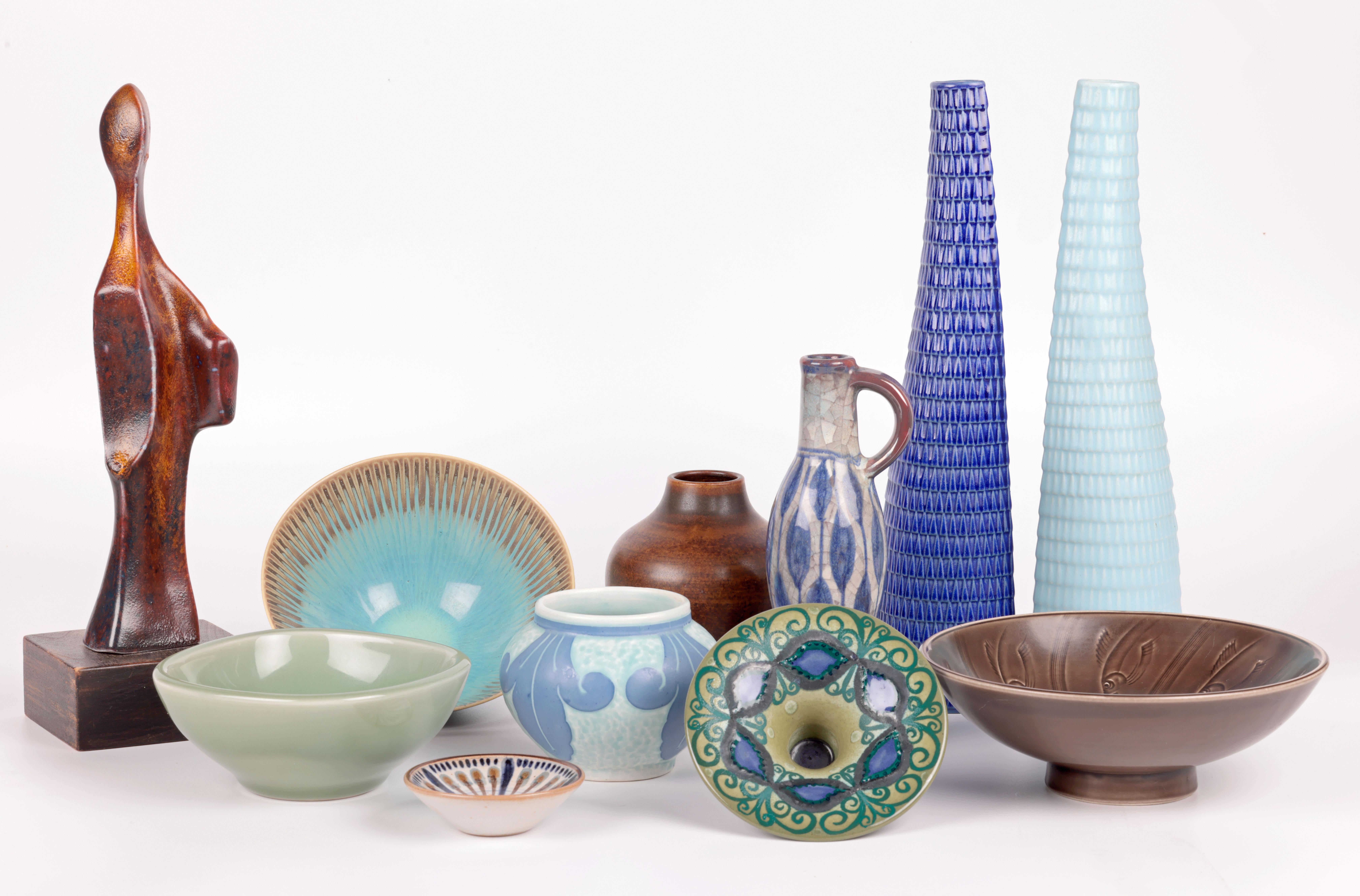 Erich & Ingrid Triller Swedish Tobo Studio Pottery Vase For Sale 8