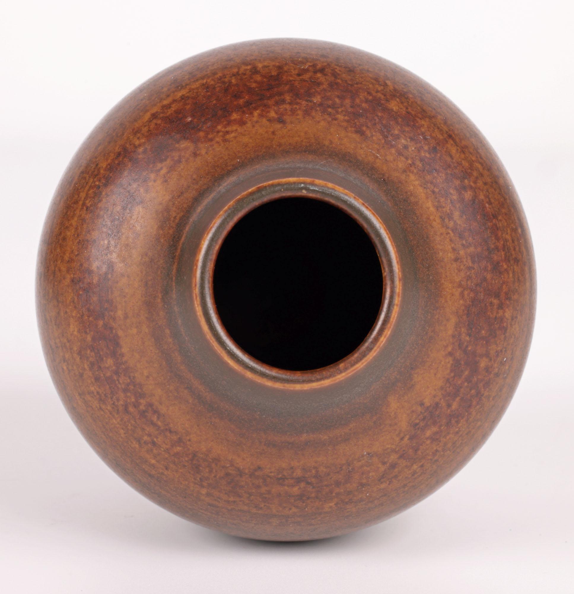 Stoneware Erich & Ingrid Triller Swedish Tobo Studio Pottery Vase For Sale