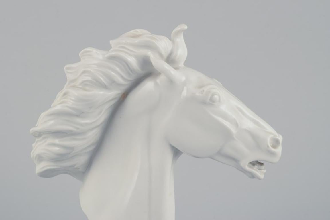Erich Oehme für Meissen, Deutschland. Porzellan-Skulptur. Der Kopf des Pferdes (Glasiert) im Angebot