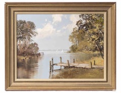 Lakescape - Original Oil Painting by Erich Paulsen - Late 20th Century