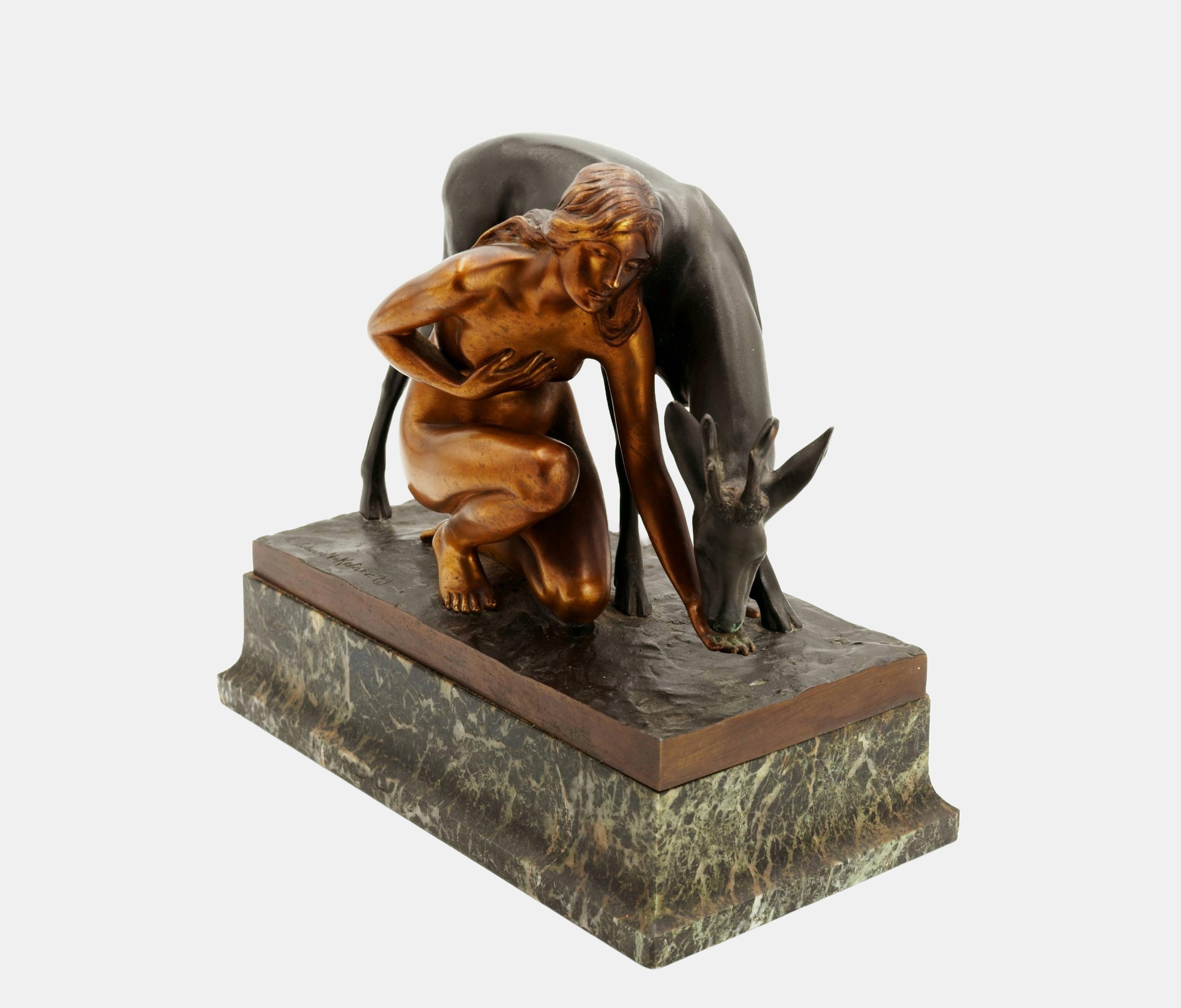 La alimentación / - Gracia natural - - Sculpture Art Nouveau de Erich Schmidt-Kestner