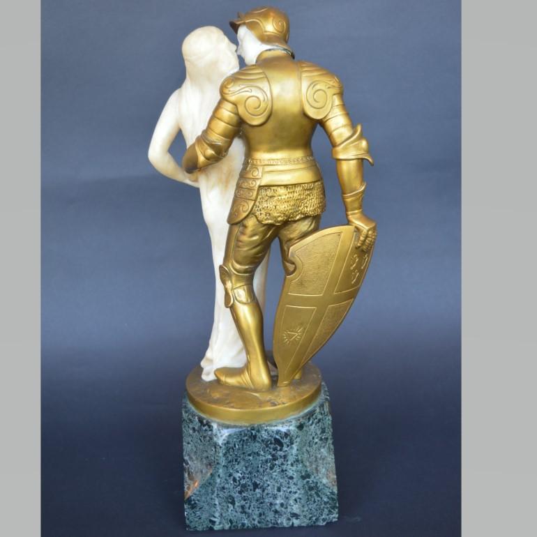 Carved Erich Schmidt-Kestner (German, 1877-1941) gilt bronze and carved Marble For Sale