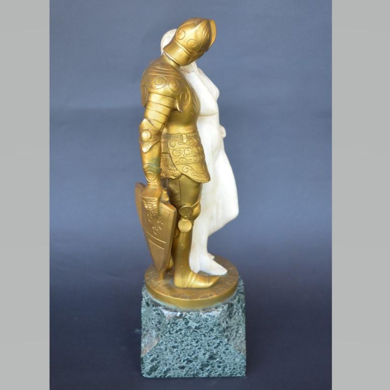 Erich Schmidt-Kestner (German, 1877-1941) gilt bronze and carved Marble In Good Condition For Sale In Los Angeles, CA