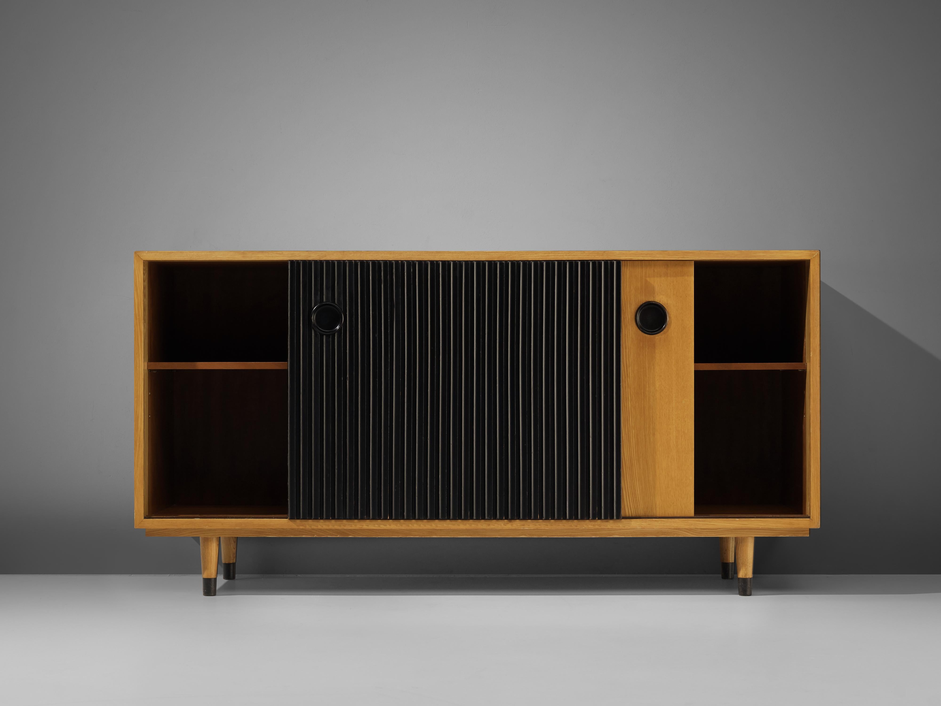 Mid-20th Century Erich Stratmann Bicolored Sideboard in Ash with Sliding Doors