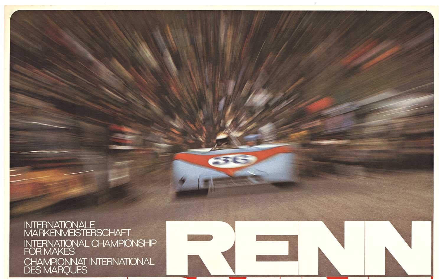 Poster originale della Porsche Renn Termine 1971, gara d'epoca - Print Marrone di Erich Strenger
